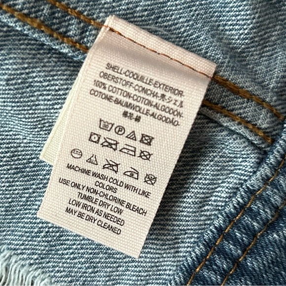 Free People Ferry Military Denim Jacket Medium Wash Sz L - Picture 8 of 8